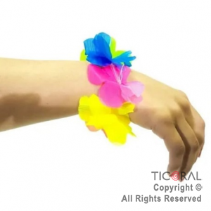 PULSERA HAWAIANA FLOREADO MULTICOLOR x 24